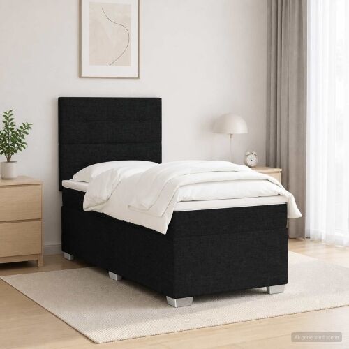 Boxspring krevet s madracem Crna 90 x 200 cm Tkanina - Crna 90 x 200 cm Prošiveno gumbima Cijena
