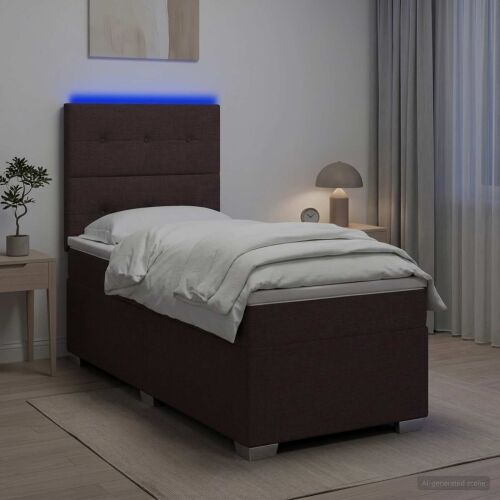 Boxspring krevet s madracem Tamno smeđa 90 x 200 cm Tkanina - Tamno smeđa 90 x 200 cm Prošiveno gumbima Cijena
