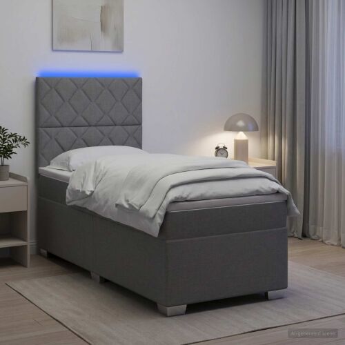 Boxspring krevet s madracem Svjetlosiva 90 x 200 cm Tkanina - Svjetlosiva 90 x 200 cm Dizajn s rombovima Cijena