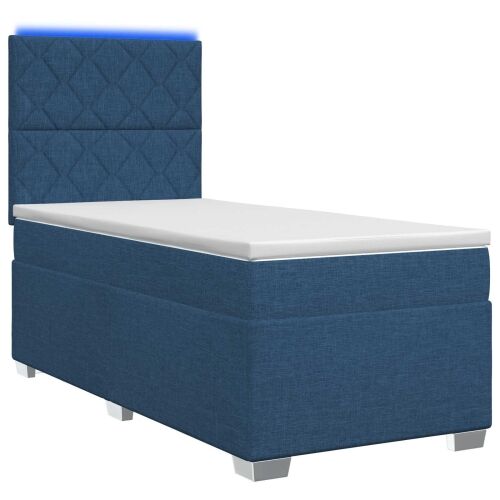 Boxspring krevet s madracem Plava 90 x 200 cm Tkanina - Plava 90 x 200 cm Dizajn s rombovima Cijena