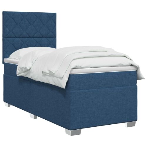 Boxspring krevet s madracem Plava 90 x 200 cm Tkanina - Plava 90 x 200 cm Dizajn s rombovima Cijena