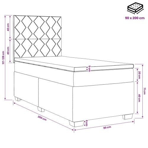 Boxspring krevet s madracem Plava 90 x 200 cm Tkanina - Plava 90 x 200 cm Dizajn s rombovima Cijena