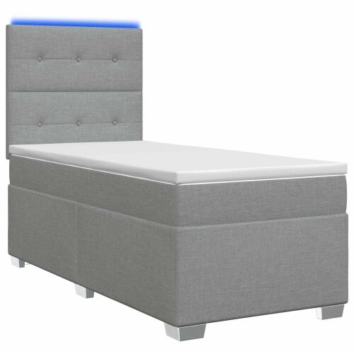 Boxspring krevet s madracem Svjetlosiva 100 x 200 cm Tkanina - Svjetlosiva 100 x 200 cm Prošiveno gumbima Cijena