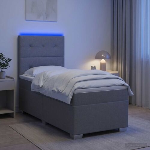 Boxspring krevet s madracem Svjetlosiva 100 x 200 cm Tkanina - Svjetlosiva 100 x 200 cm Prošiveno gumbima Cijena