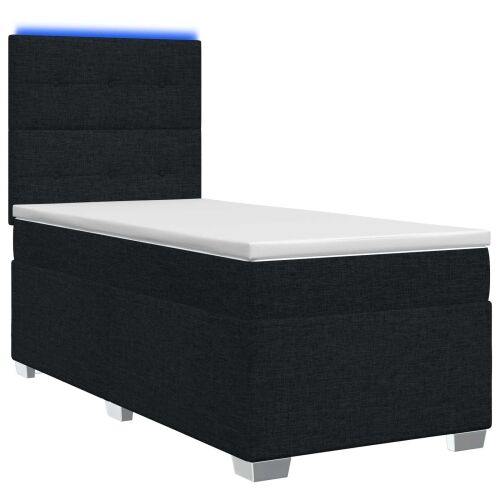 Boxspring krevet s madracem Crna 100 x 200 cm Tkanina - Crna 100 x 200 cm Prošiveno gumbima Cijena
