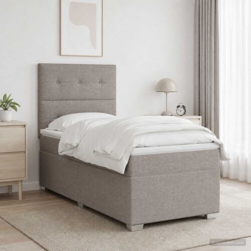 Boxspring krevet s madracem Sivosmeđa 100 x 200 cm Tkanina - Sivosmeđa 100 x 200 cm Prošiveno gumbima Cijena