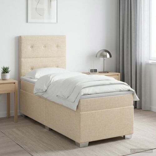 Boxspring krevet s madracem Krem 100 x 200 cm Tkanina - Krem 100 x 200 cm Prošiveno gumbima Cijena