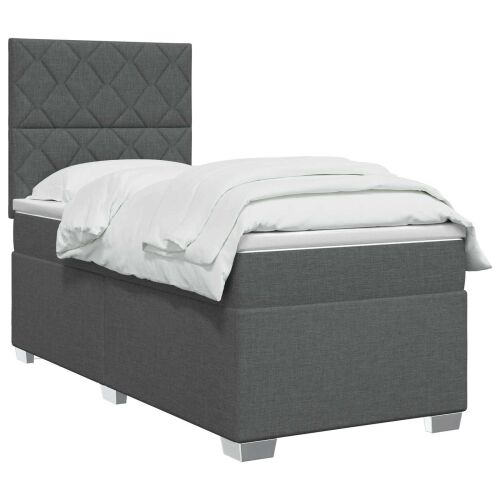 Boxspring krevet s madracem Tamnosiva 100 x 200 cm Tkanina - Tamnosiva 100 x 200 cm Dizajn s rombovima Cijena
