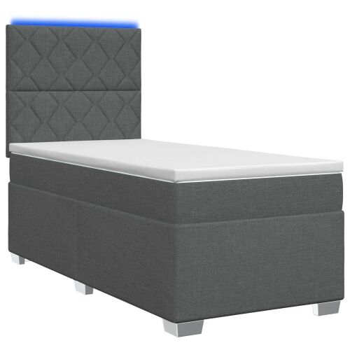 Boxspring krevet s madracem Tamnosiva 100 x 200 cm Tkanina - Tamnosiva 100 x 200 cm Dizajn s rombovima Cijena