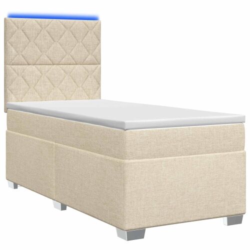 Boxspring krevet s madracem Krem 100 x 200 cm Tkanina - Krem 100 x 200 cm Dizajn s rombovima Cijena