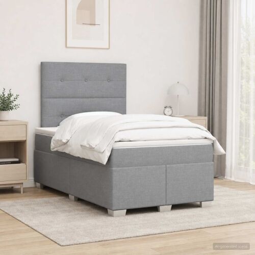 Boxspring krevet s madracem Svjetlosiva 120 x 190 cm Tkanina - Svjetlosiva 120 x 190 cm Prošiveno gumbima Cijena