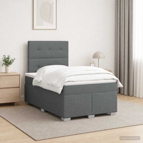 Boxspring krevet s madracem Tamnosiva 120 x 190 cm Tkanina - Tamnosiva 120 x 190 cm Prošiveno gumbima Cijena