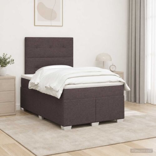 Boxspring krevet s madracem Tamno smeđa 120 x 190 cm Tkanina - Tamno smeđa 120 x 190 cm Prošiveno gumbima Cijena