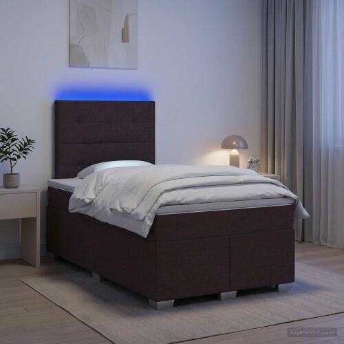 Boxspring krevet s madracem Tamno smeđa 120 x 190 cm Tkanina - Tamno smeđa 120 x 190 cm Prošiveno gumbima Cijena