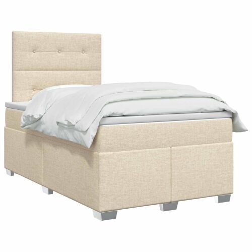 Boxspring krevet s madracem Krem 120 x 190 cm Tkanina - Krem 120 x 190 cm Prošiveno gumbima Cijena