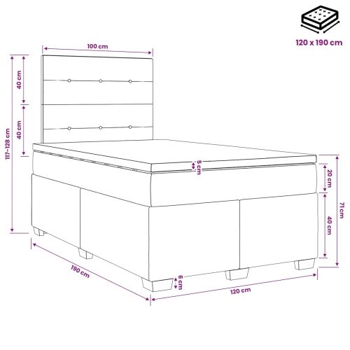Boxspring krevet s madracem Plava 120 x 190 cm Tkanina - Plava 120 x 190 cm Prošiveno gumbima Cijena