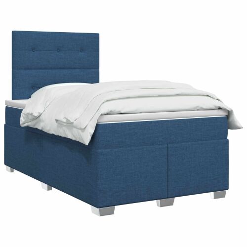 Boxspring krevet s madracem Plava 120 x 190 cm Tkanina - Plava 120 x 190 cm Prošiveno gumbima Cijena