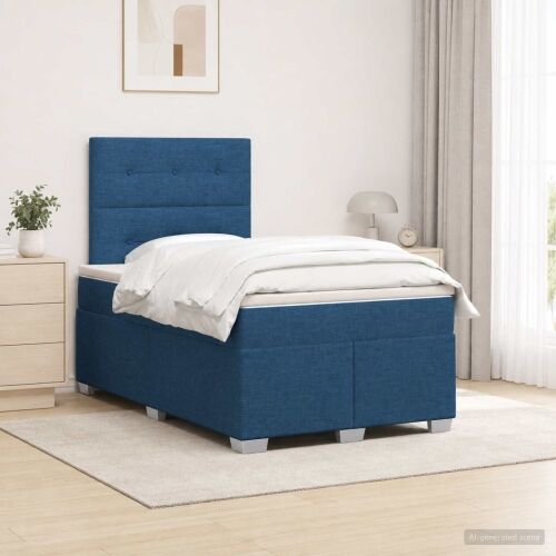 Boxspring krevet s madracem Plava 120 x 190 cm Tkanina - Plava 120 x 190 cm Prošiveno gumbima Cijena
