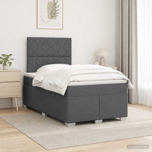 Boxspring krevet s madracem Tamnosiva 120 x 190 cm Tkanina - Tamnosiva 120 x 190 cm Dizajn s rombovima Cijena