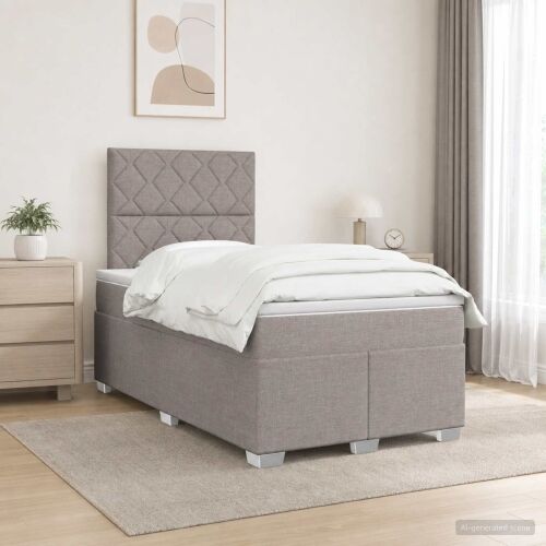 Boxspring krevet s madracem Sivosmeđa 120 x 190 cm Tkanina - Sivosmeđa 120 x 190 cm Dizajn s rombovima Cijena