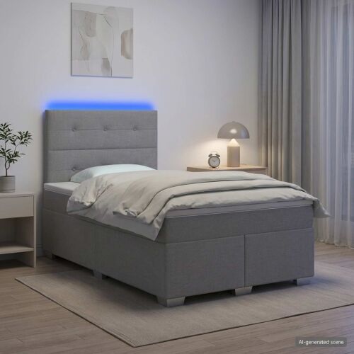 Boxspring krevet s madracem Svjetlosiva 120 x 200 cm Tkanina - Svjetlosiva 120 x 200 cm Prošiveno gumbima Cijena