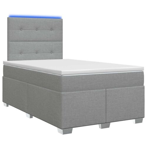 Boxspring krevet s madracem Svjetlosiva 120 x 200 cm Tkanina - Svjetlosiva 120 x 200 cm Prošiveno gumbima Cijena
