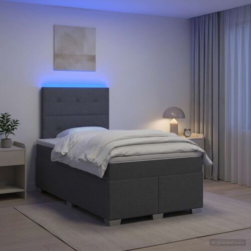 Boxspring krevet s madracem Tamnosiva 120 x 200 cm Tkanina - Tamnosiva 120 x 200 cm Prošiveno gumbima Cijena