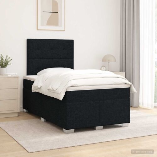 Boxspring krevet s madracem Crna 120 x 200 cm Tkanina - Crna 120 x 200 cm Prošiveno gumbima Cijena