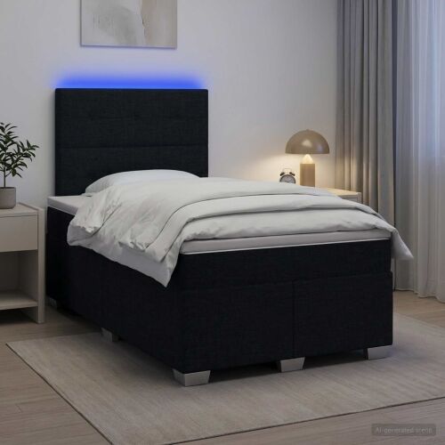 Boxspring krevet s madracem Crna 120 x 200 cm Tkanina - Crna 120 x 200 cm Prošiveno gumbima Cijena
