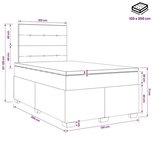 Boxspring krevet s madracem Crna 120 x 200 cm Tkanina - Crna 120 x 200 cm Prošiveno gumbima Cijena