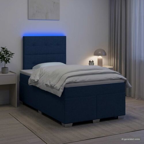 Boxspring krevet s madracem Plava 120 x 200 cm Tkanina - Plava 120 x 200 cm Prošiveno gumbima Cijena