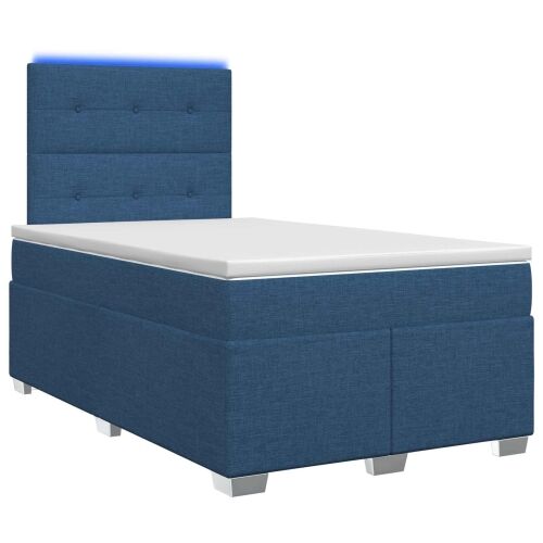 Boxspring krevet s madracem Plava 120 x 200 cm Tkanina - Plava 120 x 200 cm Prošiveno gumbima Cijena