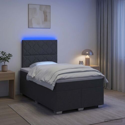 Boxspring krevet s madracem Tamnosiva 120 x 200 cm Tkanina - Tamnosiva 120 x 200 cm Dizajn s rombovima Cijena