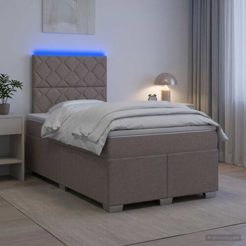 Boxspring krevet s madracem Sivosmeđa 120 x 200 cm Tkanina - Sivosmeđa 120 x 200 cm Dizajn s rombovima Cijena