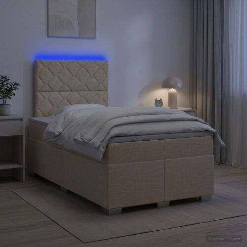 Boxspring krevet s madracem Krem 120 x 200 cm Tkanina - Krem 120 x 200 cm Dizajn s rombovima Cijena
