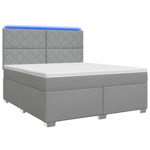 Boxspring krevet s madracem Svjetlosiva 140 x 200 cm Tkanina - Svjetlosiva 140 x 200 cm Dizajn s rombovima Cijena