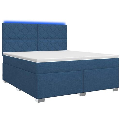 Boxspring krevet s madracem Plava 140 x 200 cm Tkanina - Plava 140 x 200 cm Dizajn s rombovima Cijena