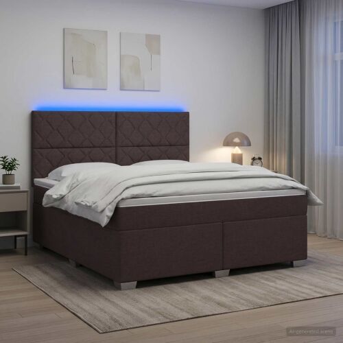 Boxspring krevet s madracem Tamno smeđa 160 x 200 cm Tkanina - Tamno smeđa 160 x 200 cm Dizajn s rombovima Cijena