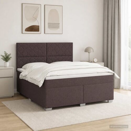 Boxspring krevet s madracem Tamno smeđa 160 x 200 cm Tkanina - Tamno smeđa 160 x 200 cm Dizajn s rombovima Cijena