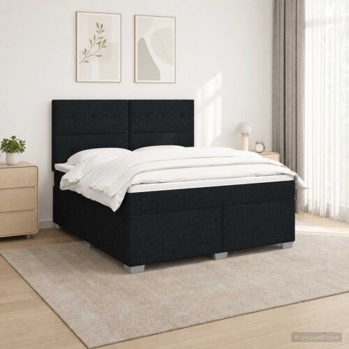 Boxspring krevet s madracem Crna 180 x 200 cm Tkanina - Crna 180 x 200 cm Prošiveno gumbima Cijena