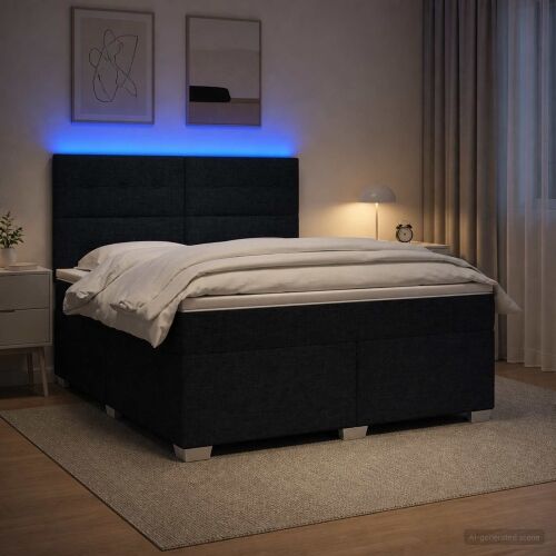 Boxspring krevet s madracem Crna 180 x 200 cm Tkanina - Crna 180 x 200 cm Prošiveno gumbima Cijena