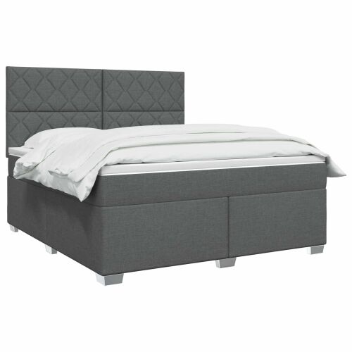 Boxspring krevet s madracem Tamnosiva 180 x 200 cm Tkanina - Tamnosiva 180 x 200 cm Dizajn s rombovima Cijena