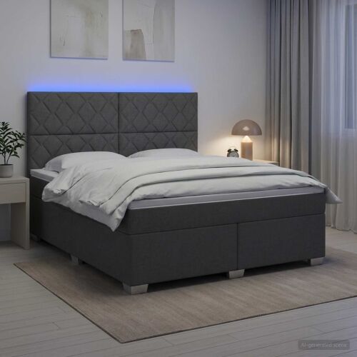 Boxspring krevet s madracem Tamnosiva 180 x 200 cm Tkanina - Tamnosiva 180 x 200 cm Dizajn s rombovima Cijena