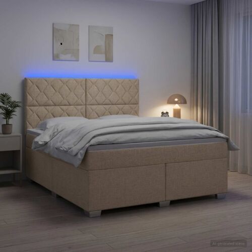 Boxspring krevet s madracem Krem 180 x 200 cm Tkanina - Krem 180 x 200 cm Dizajn s rombovima Cijena