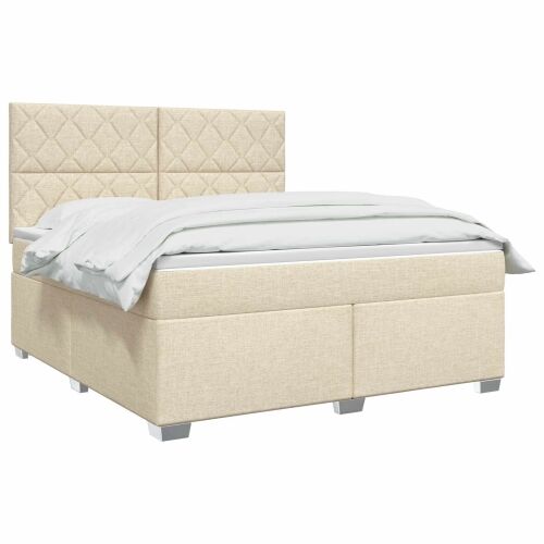 Boxspring krevet s madracem Krem 180 x 200 cm Tkanina - Krem 180 x 200 cm Dizajn s rombovima Cijena