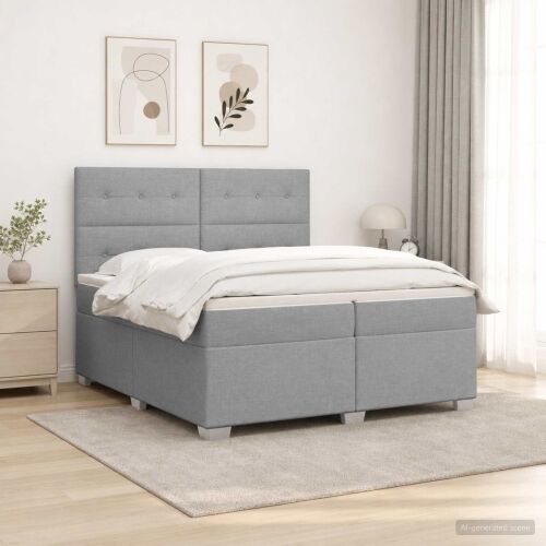 Boxspring krevet s madracem Svjetlosiva 200 x 200 cm Tkanina - Svjetlosiva 200 x 200 cm Prošiveno gumbima Cijena