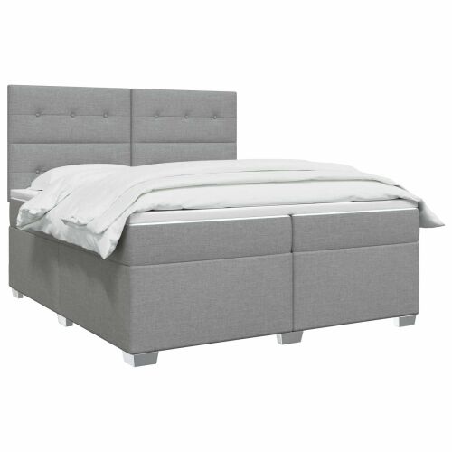 Boxspring krevet s madracem Svjetlosiva 200 x 200 cm Tkanina - Svjetlosiva 200 x 200 cm Prošiveno gumbima Cijena