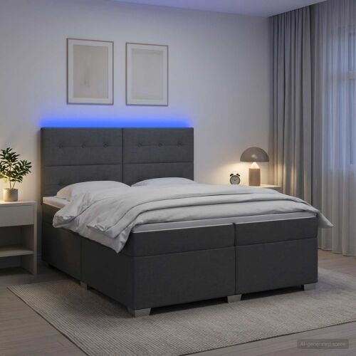 Boxspring krevet s madracem Tamnosiva 200 x 200 cm Tkanina - Tamnosiva 200 x 200 cm Prošiveno gumbima Cijena