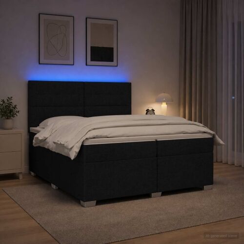 Boxspring krevet s madracem Crna 200 x 200 cm Tkanina - Crna 200 x 200 cm Prošiveno gumbima Cijena