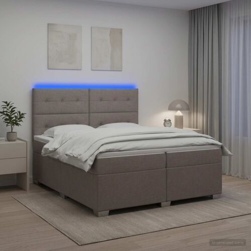 Boxspring krevet s madracem Sivosmeđa 200 x 200 cm Tkanina - Sivosmeđa 200 x 200 cm Prošiveno gumbima Cijena